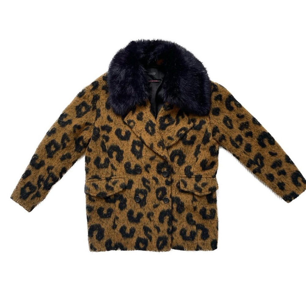 Unisex Scotch and Soda cheetah print pea coat